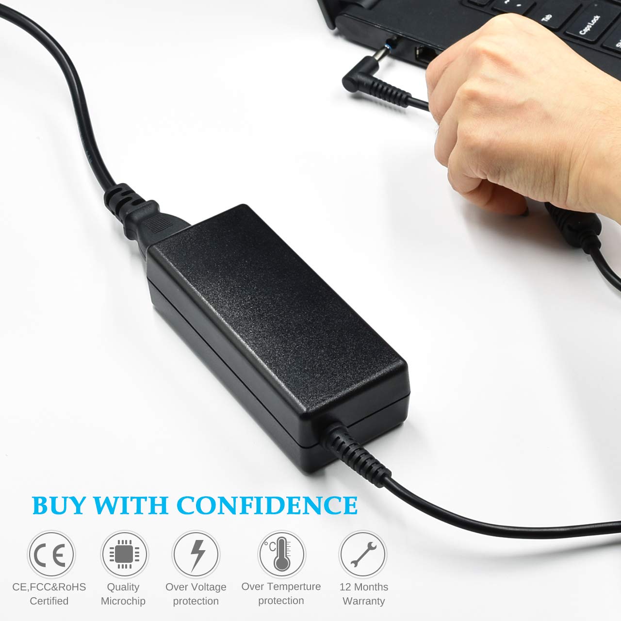 KAQIAR 65W Laptop Charger Compatible with HP Pavilion x360 14 15 17,Envy 13 15 X360,Elitebook 840 G5, ProBook Chromebook Stream Series,Spectre 710412-001 19.5V 3.33A Adapter