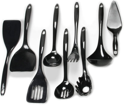 Chef Craft Basic Melamine Kitchen Tool Set, 9 Piece Utensils, Black