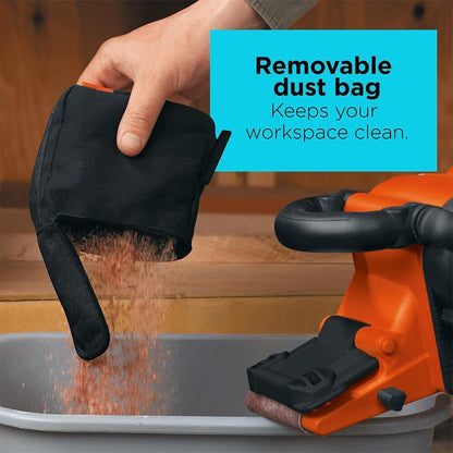 BLACK+DECKER Belt Sander with Dust Bag, 7-Amp, 3-Inch by 21-Inch (DS321)