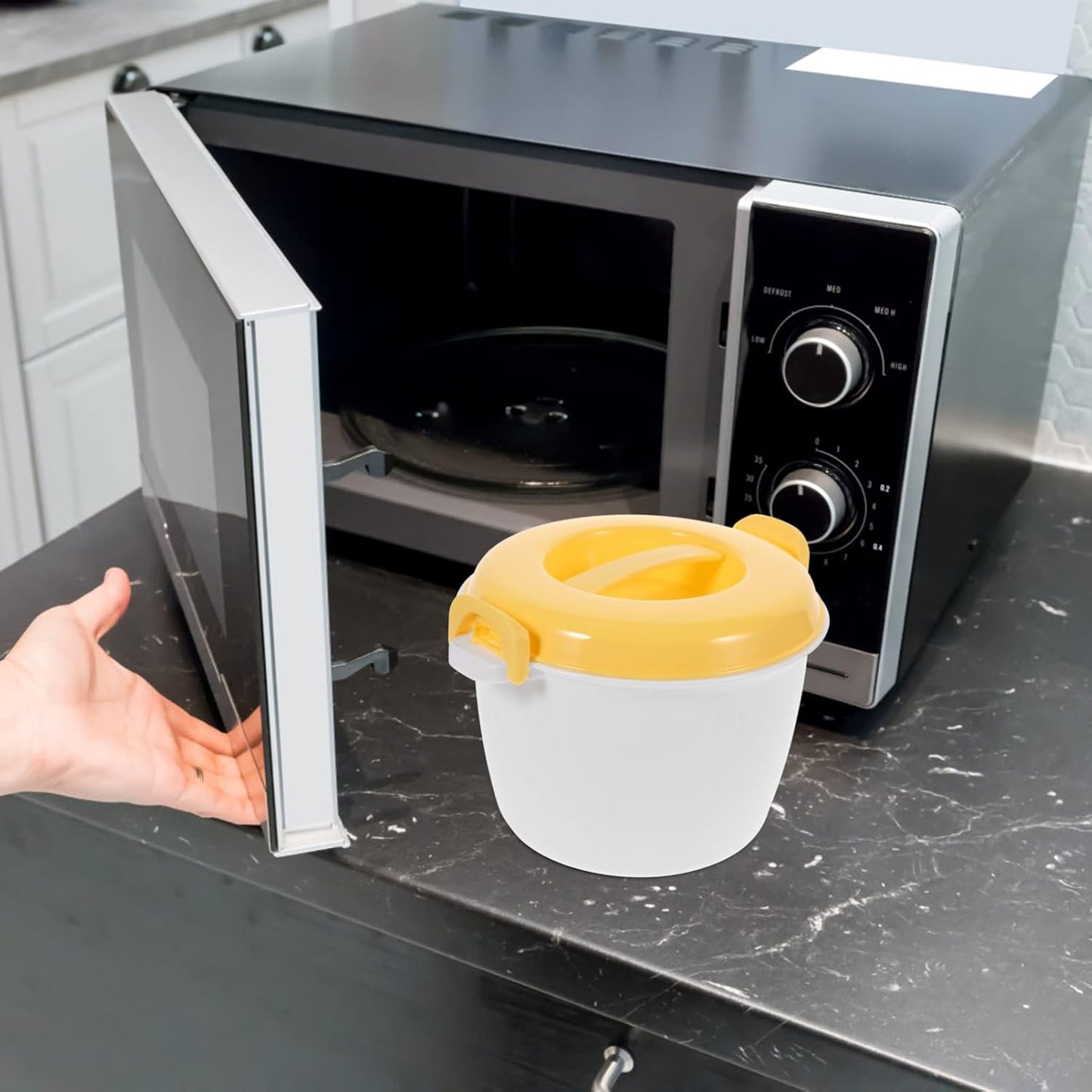 OSALADI Microwave Rice and Pasta Cooker - Dishwasher Safe Food Container for Vegetables and Soups