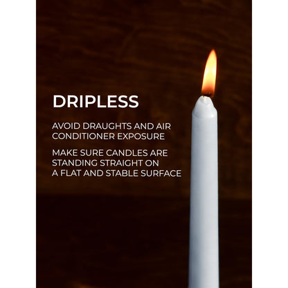 Candwax 10 inch Tapered Candles Set of 12 - Dripless and Unscented Candlesticks - Perfect as Dinner and Household - Light Gray