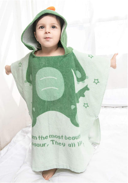 5-9 Years/Height:43.3"-51.2") TONWHAR Kids Bath/Pool/Beach Hooded Poncho Towel-Cartoon Animal Pattern Cotton Beach