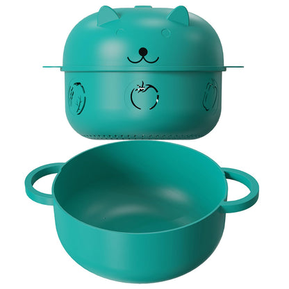 68 OZ Microwave Ramen Bowl, Noodle Cooker, Steamer for Cooking Food and Vegetables with Removable Strainer, Green