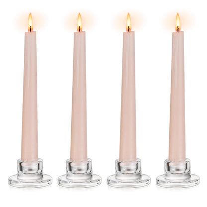 Glasseam Glass Tapered Candlestick Holders: Small Taper Candle Holders Set of 4 Clear Candle Sticks Holder for Table Centerpiece Short Modern Candle Holder for Wedding Christmas Home Decoration