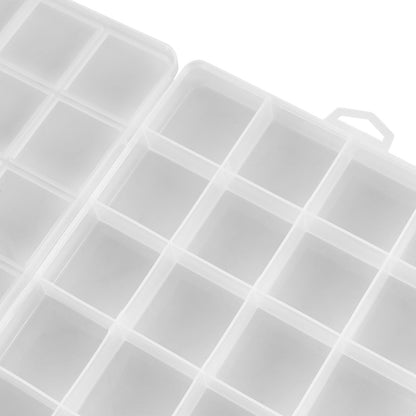 MAHIONG 20PCS 28 Grids Clear Plastic Organizer Box with Fixed Dividers for Beads, Fishing Tackles & Small Parts Storage (7.9x6.2x1.2in)