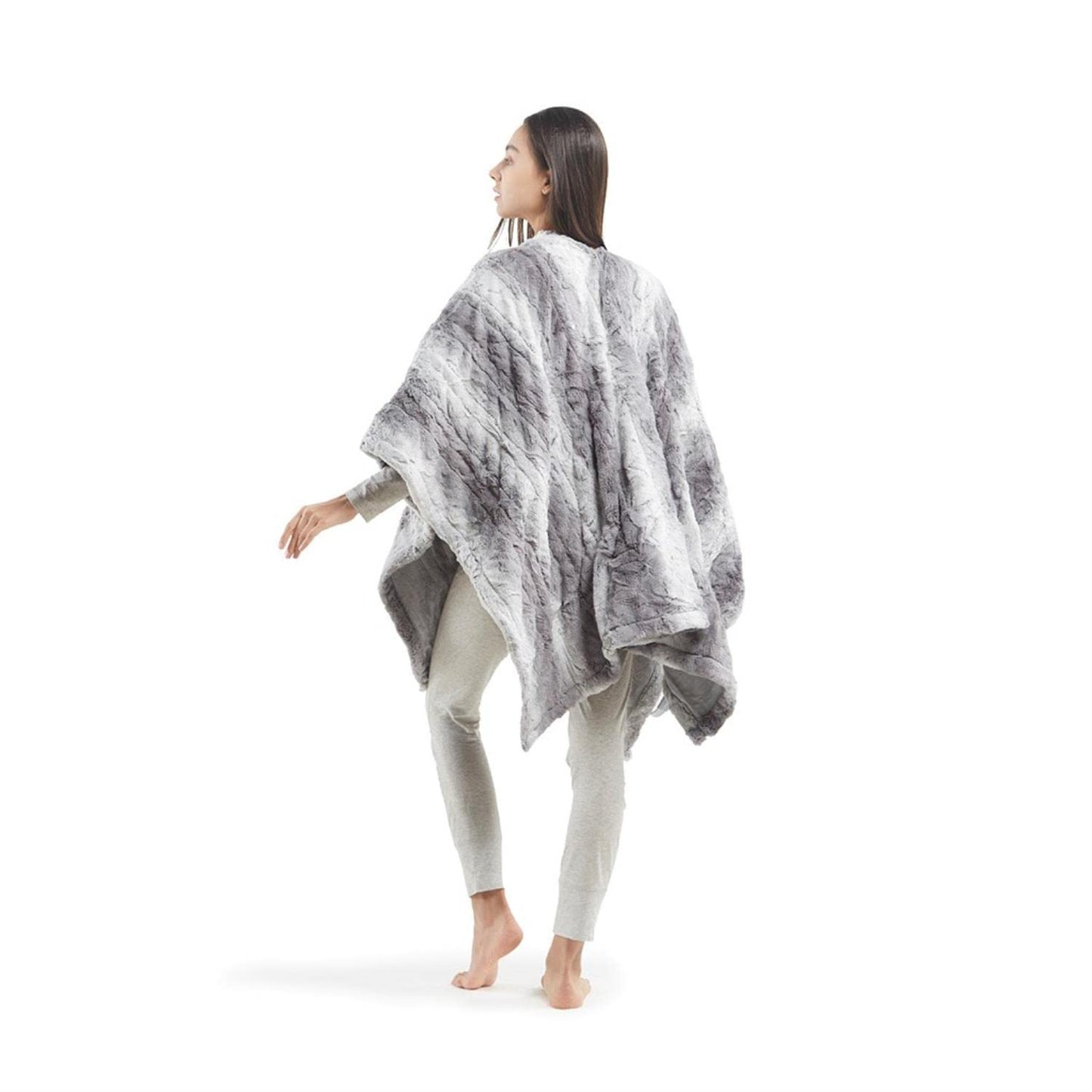 Beautyrest Zuri Reversible Faux Fur to Mink Electric Blanket, Auto Shut Off, Virtually Zero EMF, Multi Heat Setting, UL Certified, Machine Washable, Natural Marble Throw 50x70