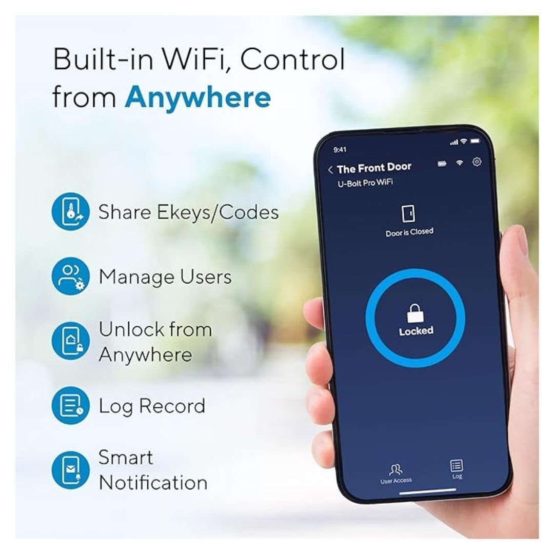 ULTRALOQ U-Bolt Pro Smart Lock with Door Sensor, 6-in-1 Keyless Entry Door Lock with Built-in WiFi, Fingerprint ID, Smartphone, Auto Unlock, WiFi Deadbolt, ANSI Grade 1 Certified