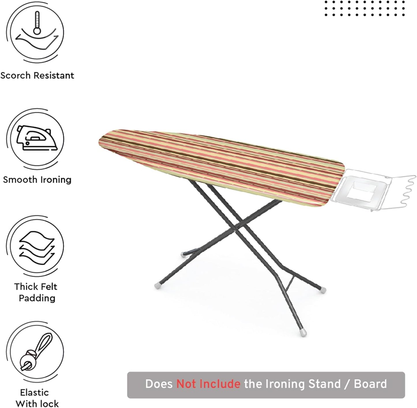 Encasa XO Ironing Board Cover and Pad - Thick 4mm Felt, Fits Medium Boards 42"x14", Stain-Safe Dye