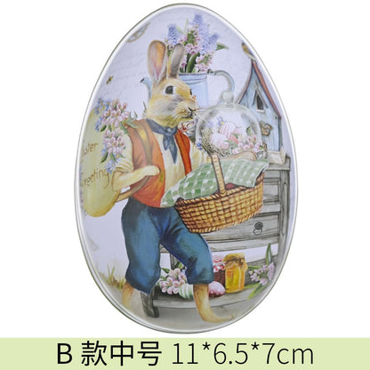 LASIYUAN 4pcs Pieces Painted Eggshell Style tin Box for Easter，Reusable Metal Egg Tins by ，for Easter Parties Decorations Storage Style (4 big)