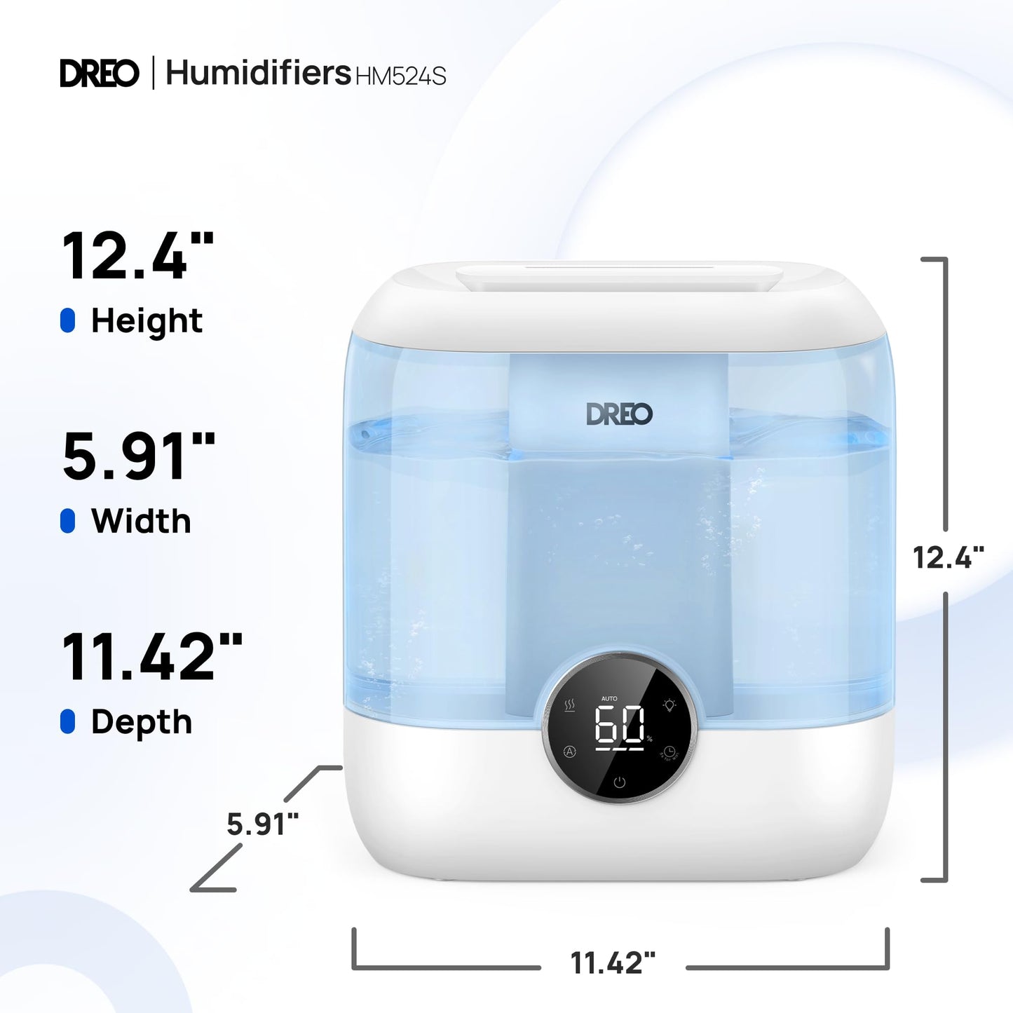 Dreo Smart Humidifiers for Bedroom, 6L Top Fill Supersized Cool Mist Humidifier for Large Room, 60 Hour Runtime, Quiet Ultrasonic Humidifier for Plants, Baby, Indoor, Home, Night Light, Black