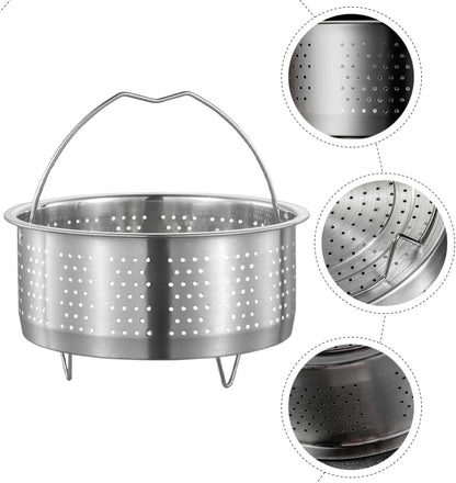 Luxshiny Rice Cooker Steamer Basket with Handle, Stainless Steel for Steaming Food, Meat, Fish, Rice, Veggies