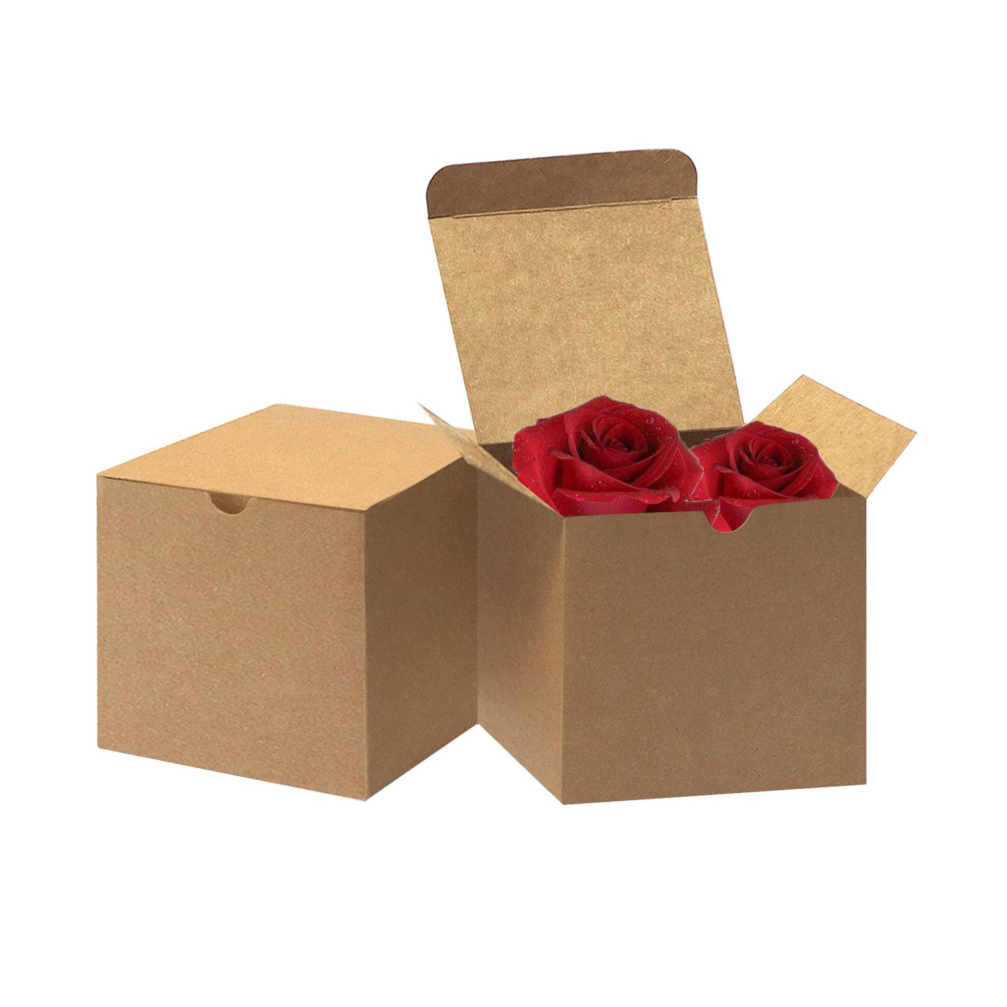 Bonfasvo Gift Boxes 30 Pack 4x4x4 inches Brown Fold Kraft Paper Boxes Bridesmaids Proposal Box Cupcake Boxes Easy Assemble Boxes with Lids for Wedding Birthday Party Christmas