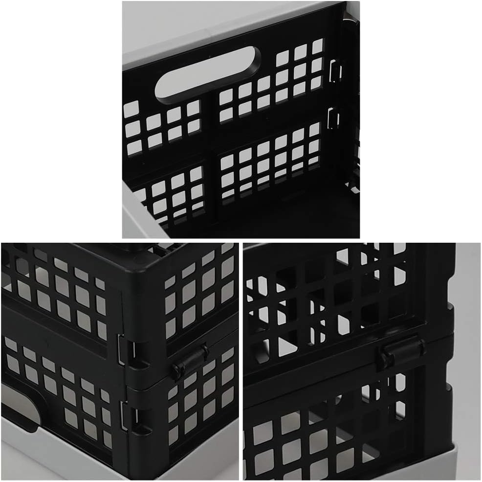 16 L Plastic Folding Storage Crates, Collapsible Plastic Crate, 2 Packs
