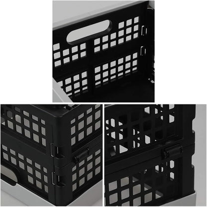 16 L Plastic Folding Storage Crates, Collapsible Plastic Crate, 2 Packs