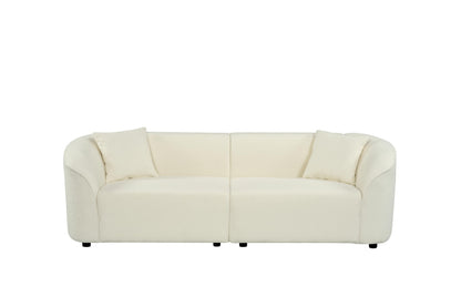 Christopher Knight Home Sabbo 87.50" Boucle Upholstered Couch, Oversized 2 Seater Sofa, Curved Soft Seating Lounge Sofa Chair, Cozy Loveseat with Armrest, Reading Sofa for Living Room Home Rest, Beige
