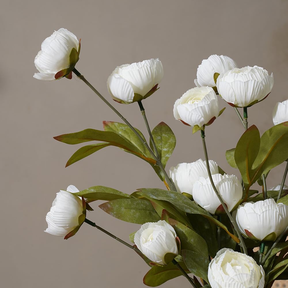 Sousi 6 PCS Artificial Silk Peony Fake Flowers, 27" Long Stem Peonies Bulk for Tall Vases DIY Wedding Bouquet Centerpieces Floral Arrangements Fillers Home Decor, Ivory