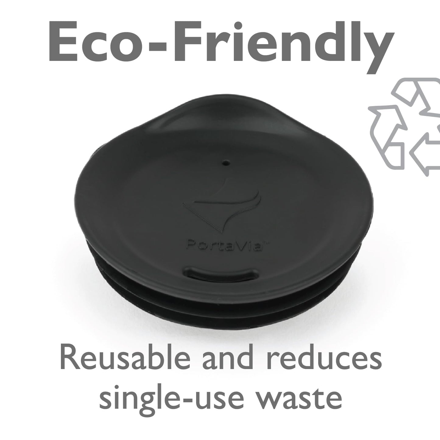 Porta Via Reusable Silicone Coffee Cup Lid - Medium Size, Black