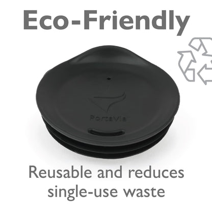 Porta Via Reusable Silicone Coffee Cup Lid - Medium Size, Black