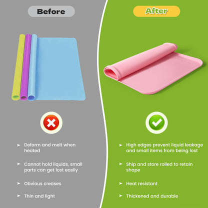 Silicone Art Mat for Crafts, 24"x16" Silicone Painting Mat to Keep Clean Protects Surfaces Perfectly for Crafts, Legos, Resin & Jewelry-Making, DIY Crafts Mat
