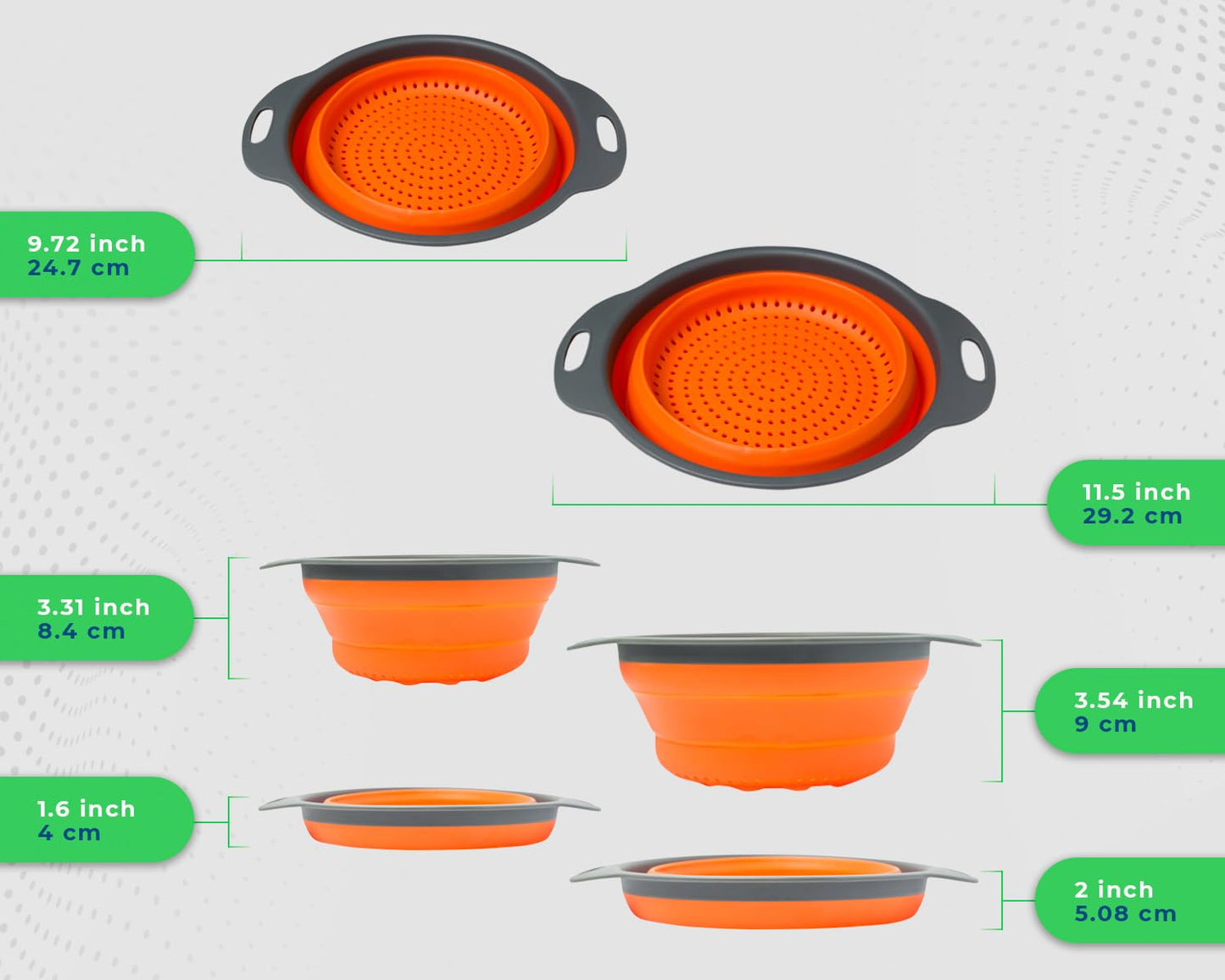 Ultimate Kitchen Strainers Set of 2 - Collapsible Silicone Colanders For Easy Storage by Comfify - Use with Pasta & Veggies or as a Fruit or Berry Bowl with Strainer - Irreplaceable for Campers - Blue