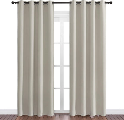 NICETOWN Natural Room Darkening Curtains - 86" Long | Total Privacy Drape Panels for Boho Farmhouse Decor (Set of 2, 55" Wide)