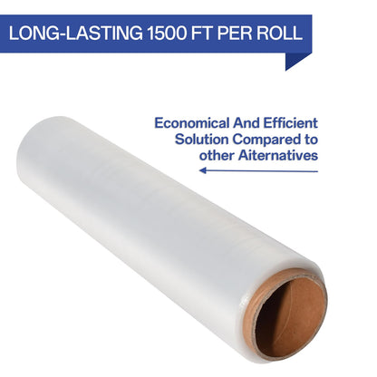 Stretch/Shrink Wrap Roll 18 Inch 1500ft,Heavy Duty 800% Stretch,Clear 80 Gauge Industrial Strength Stretch Film,Plastic Wrap for Pallet Wrap for Pallets,Packing, Shipping&Furniture Protection(4 Roll)