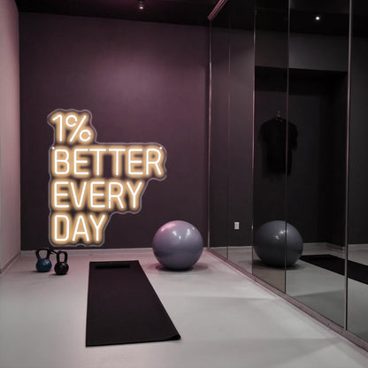 1% Better Every Day Neon Sign, Health Decor Light, Fitness Club, Gym Led Wall Decor, Inspirational Quote Sign for Classroom Office Bedroom Living Room Cafe Bookstore Gym Birthday Party Gift