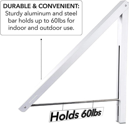 Foldable Clothing Rack, Wall-Mounted Retractable Clothes Hanger for Laundry Room, Small Collapsible Drying Rod (White)
