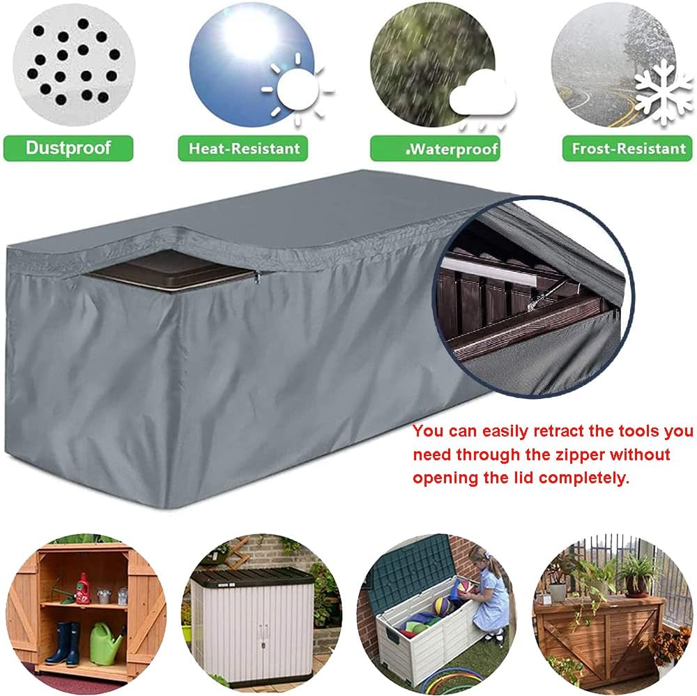 Skyour 420D 48x24x22in) Patio Deck Box Cover Heavy Duty Oxford Waterproof Bench Outdoor Storage Deck Boxes Covers