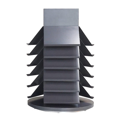 ZOCWJK Rotatable Marble Slab Display Stand, Gray Porcelain Rack with 18 Card Slots, Iron Tile Sample Holder, Wooden Floor Storage Shelf, Perfect for Showrooms and Reta,Black,Gray-40x40x59cm