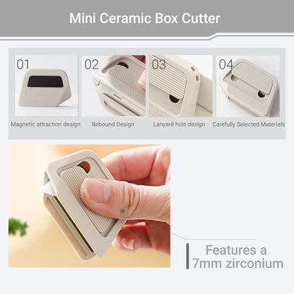 Mini Ceramic Box Cutter - Auto-Retractable 7mm Blade, Magnetic Package Opener, Compact Utility Knife for Mail, Crafts & DIY(2, white)