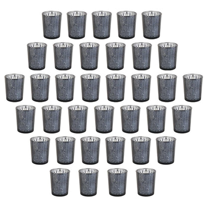 BTGLLAS 36pcs Black Glass Tea Light Holders - Votive Candle Holders Bulk for Weddings Events - Glass Votives for Wedding Centerpieces, Christmas, Thanksgiving - Candle Accessories Decor (36, Black)