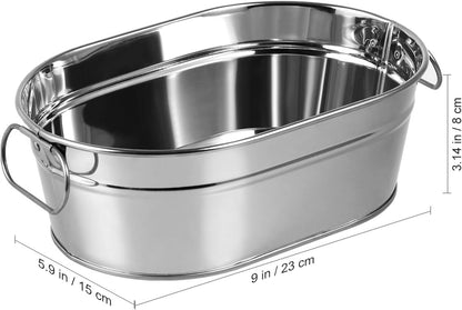 Homoyoyo Large Oval Stainless Steel Beverage Tub, Ice Bucket for Home Parties