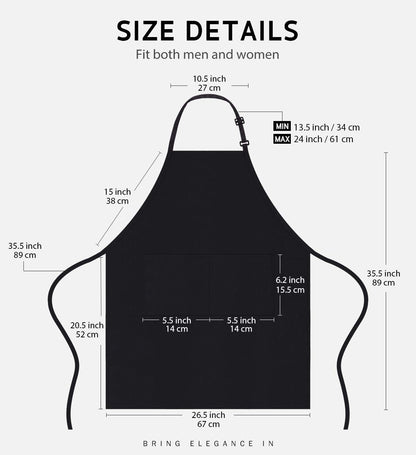 12 Pack 2 Syntus Bib Apron, Unisex Aprons Adjustable Thicker Version Waterdrop Resistant with Pockets Cooking Kitchen