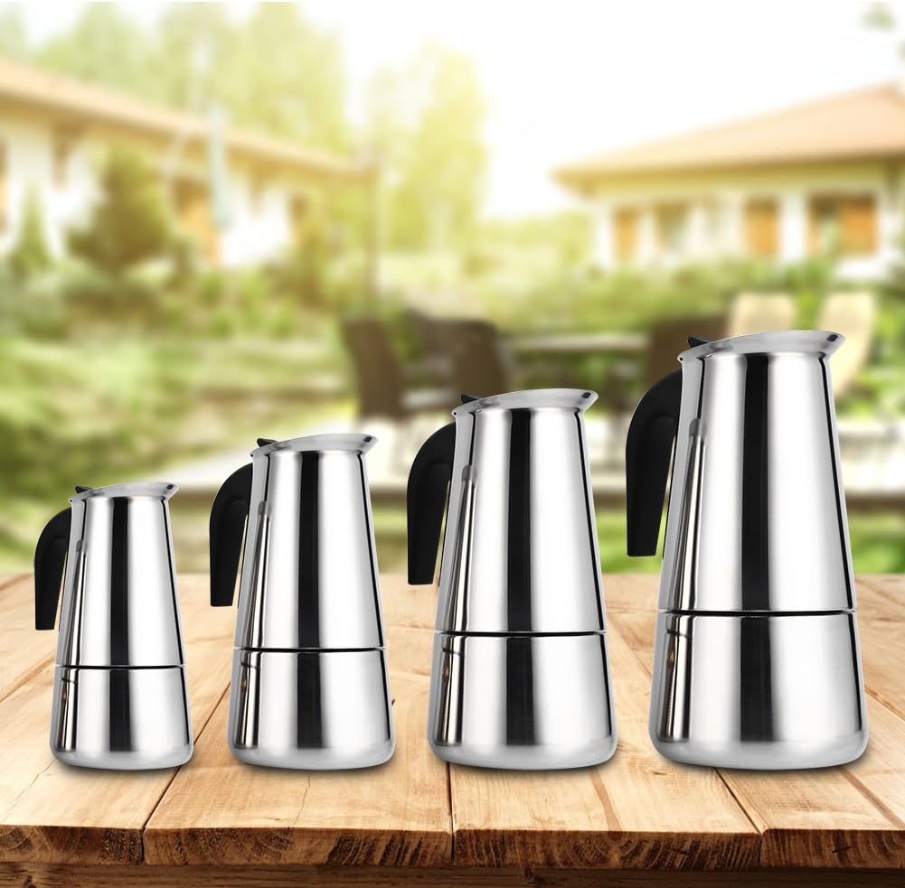Haofy Stainless Steel Pot Cup Coffee Maker for Home Office Use (200ml, 100ml/200ml/300ml/450ml)