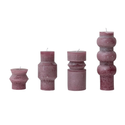 Creative Co-Op Unscented Totem Pillar, Pinot Candles, 3" L x 3" W x 6" H, Purple (Pack of 2)