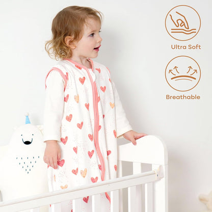 Yoofoss Baby Sleep Sack - 100% Organic Cotton Wearable Blanket for 18-24 Months | Lightweight 2-Way Zipper