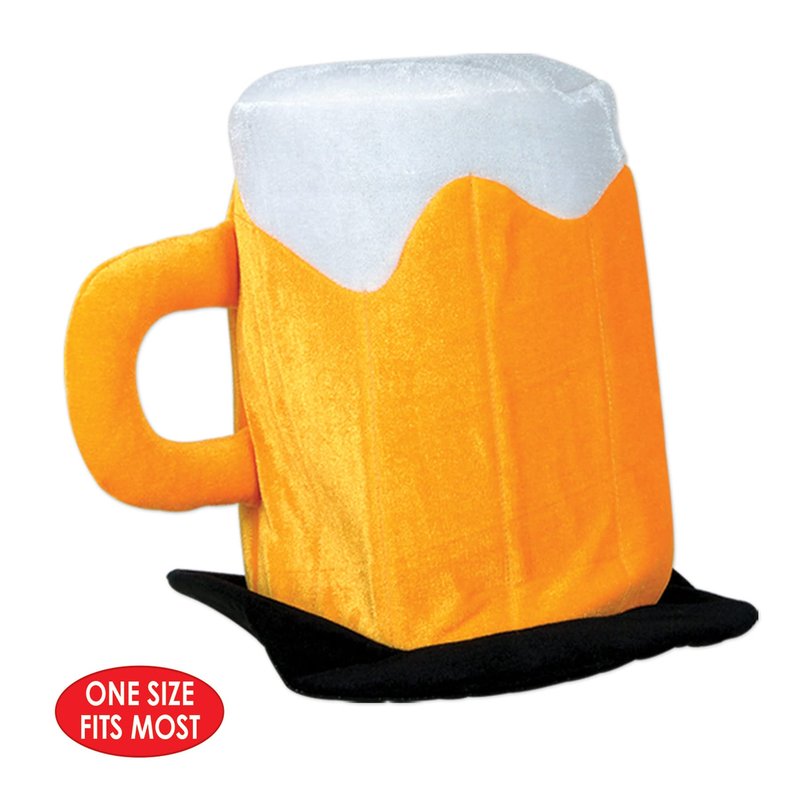 Beistle 3 Piece Plush Fabric Beer Mug Hats For Oktoberfest Theme Happy St. Patrick's Day Party Costume Accessories, Celebrating With You Since 1900, Yellow/White/Black