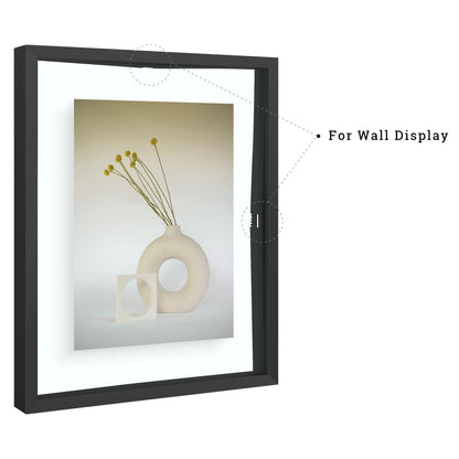 Frametory, Floating Picture Frames Set - Black Metal Photo Frames - Real Glass - Displays One 11x14, Two 8x10, And Four 5x7 Inch Photos for Home Decoration