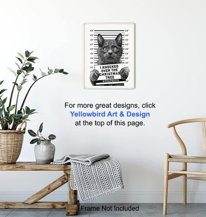 Cat Christmas Tree | Cute Holiday Wall Art Poster for Cat Lovers | Humorous 8x10 Unframed Decor