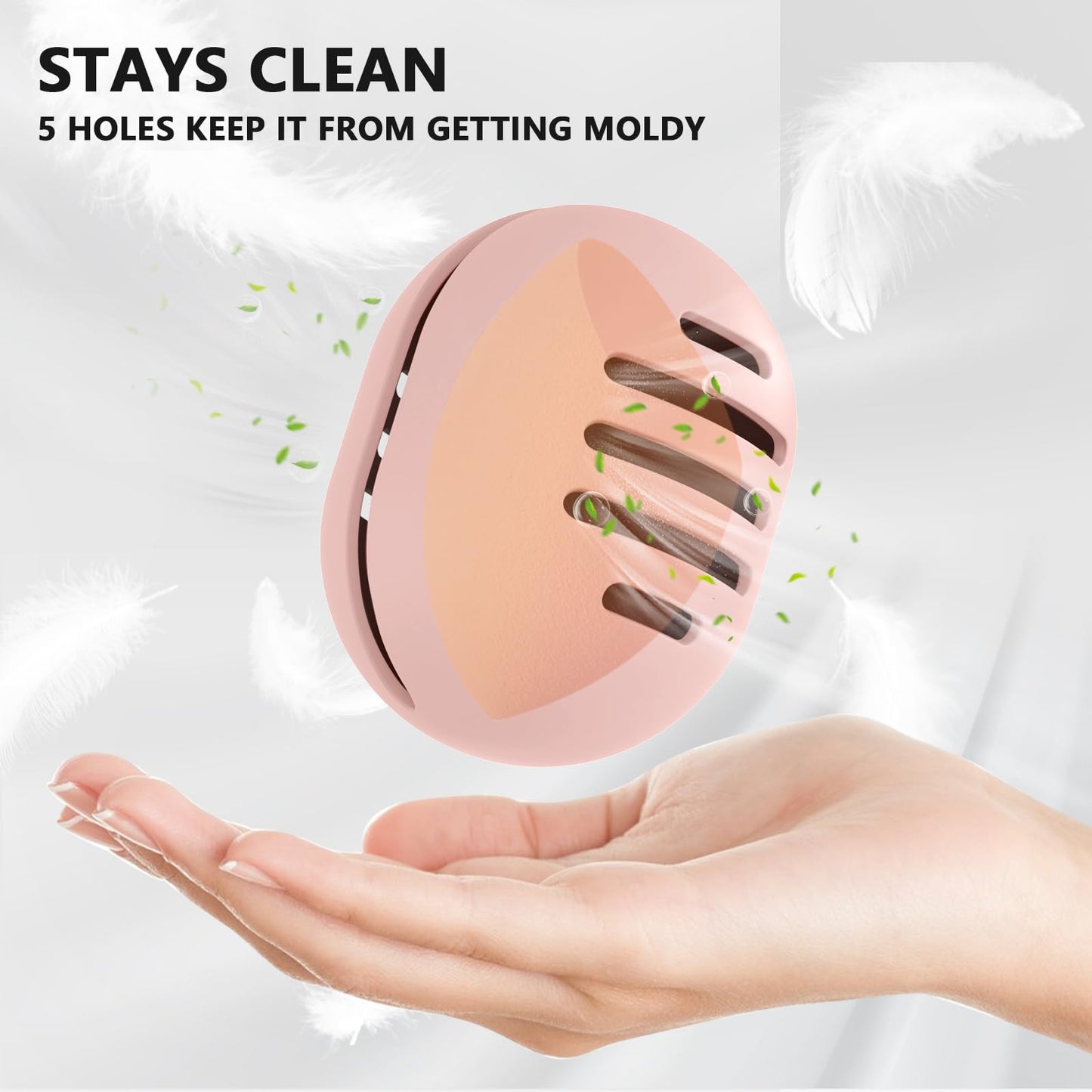2 Pcs Makeup Sponge Holder,Double-Sided Breathable Silicone Beauty Blender Holder for Travel or Daily,Shatterproof Make-up Travel Case Quick Drying Easy to Carry,Grey+Pink