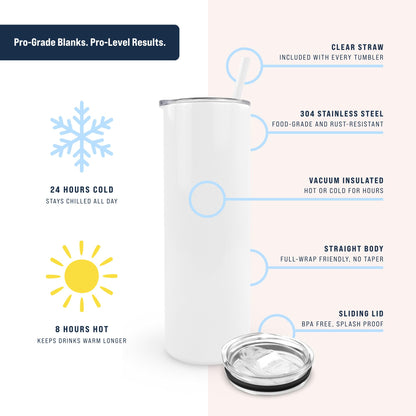 Hogg 20 oz Sublimation Tumblers Holographic (24 Units) - Shimmer Coating, Sublimation Blanks, Bulk Tumblers with Lids and Straws, 20oz Skinny, Blank Cups