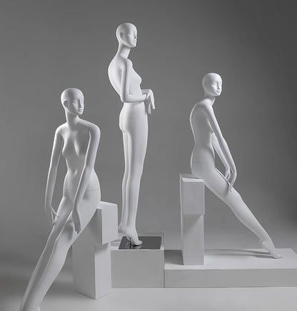 Matte White Tall Female Mannequin with Head, Detachable Torso Dress Form for Retail & Home Display - Ideal Clothing Display for Online Shops (Size: Style5)