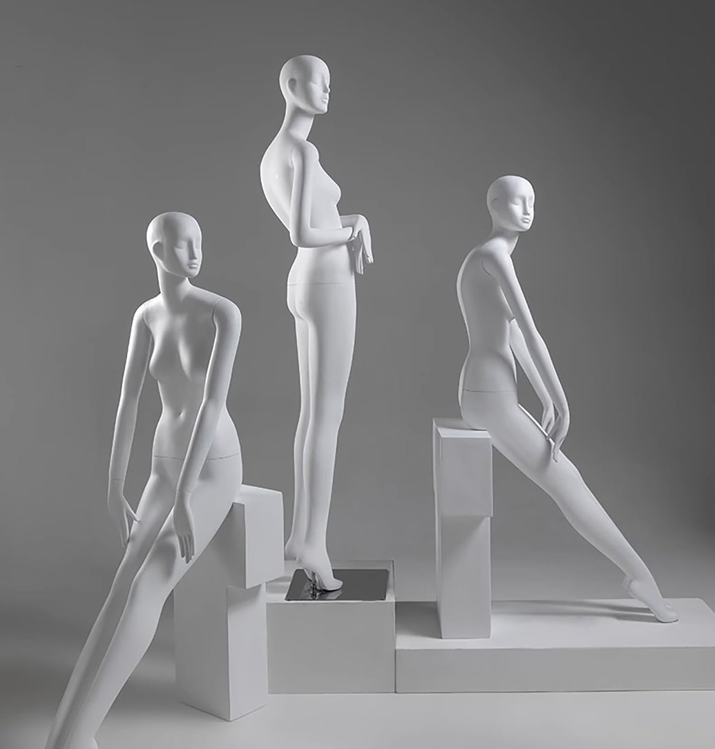 Tall Matte White Female Mannequin with Head - Detachable Dress Form Dummy for Retail, Online Shop & Home Display - Ideal Torso Body for Fashion Styling (Size: Style 1)