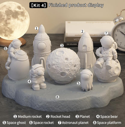 Space Planet Resin Molds Silicone，【7-Piece Set】 Epoxy Resin Space Astronaut Silicone molds,3D Resin Spaceballs Molds, Small Rocket Silicone Model, Space Rabbit DIY Gift Sets for Teens (【Kit 3】)