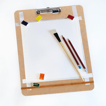 Frcctre 4 Pack 13x17 Inch Artist Sketch Boards with Handle, Portable Wooden Artist Drawing Boards Art Clipboards with Clip and Rubber Bands for Class or Studio Sketching, Drawing, Painting