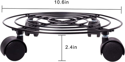2 Packs 10.6 110Lbs 360 KINJOEK In Metal Plant Stand with Wheels, Load Max Round Flower Pot Plant Caddy Outdoor