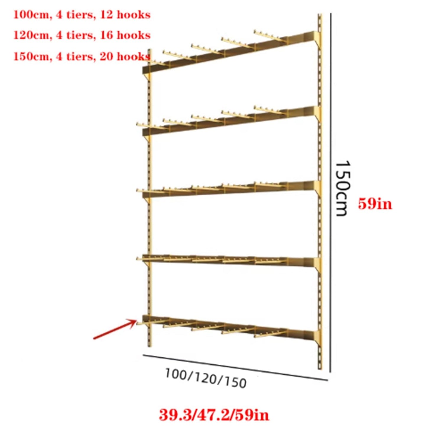 Wall-Mounted Underwear Display Stand, Metals, Lingerie Garment Rack, Retail Sock Show Shelves, Supermarkets Commercial Clothing Store Shelf, for Bras, Shorts, Hats(Black,100 * 150cm)
