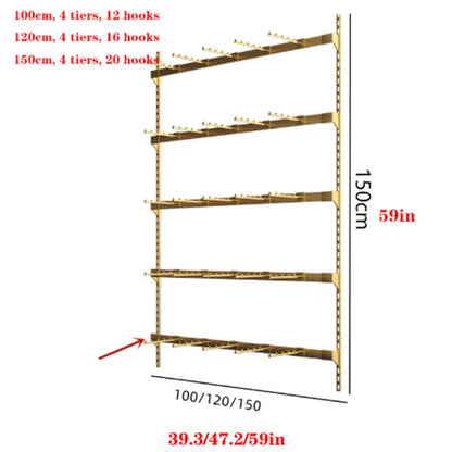 Wall-Mounted Underwear Display Stand, Metals, Lingerie Garment Rack, Retail Sock Show Shelves, Supermarkets Commercial Clothing Store Shelf, for Bras, Shorts, Hats(Black,100 * 150cm)