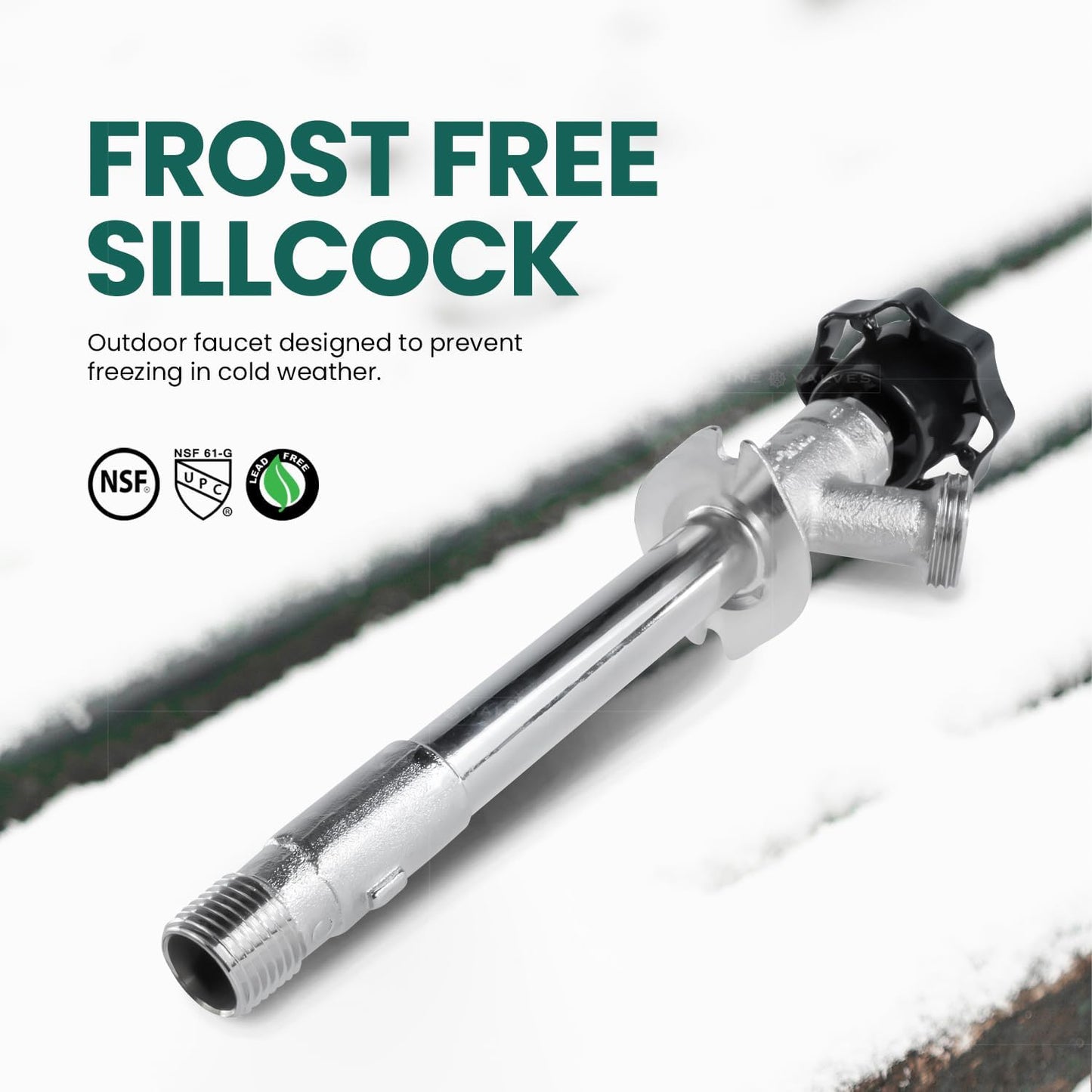 8 Inch 1/2" 3/4" Midline Valve Frost-Free Sillcock, Chrome-Plated Brass Body MIP/Sweat Inlet x Hose Bib Outlet